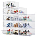 XX-Large Shoe Sneaker Storage Boxes for Size 14, Stackable & Thicken Clear Plastic Shoe Organizers 12 Packs for Entryway Closet Under Bed, Shoe Storage Cabinets Container Display Case w/ Magnetic Door - size: 12 packs