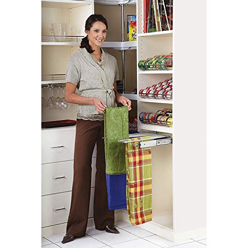 Rev-A-Shelf 24" Pull Out Wire Frame for 9 Pairs of Trouser Pant Rack for Space Saving Home Closet Storage Organization, Chrome, PSC-2414CR - size: 13 Pair