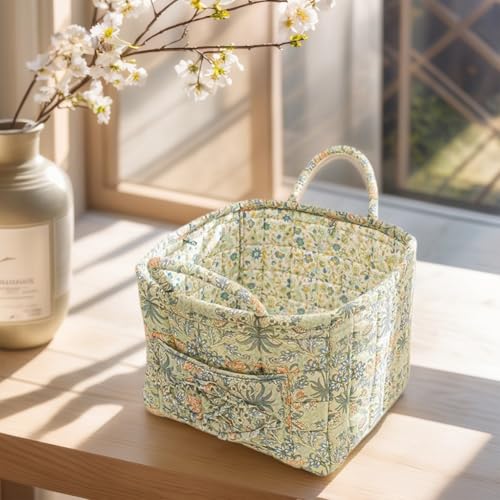 Floral Fabric Storage Basket Car Interior Storage Basket Underwear Sundries Laundry Baskets Supplies Home Organizer Bag (style 7) - color: style 7