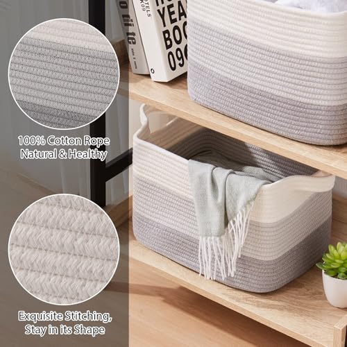 OIASKET Storage Baskets for Organizing, Woven Baskets for Shelves, Rectangle Decorative Organizer for Storage Clothes, Toy, Books, Towels Nursery Bins 3 Pack (Gradient Grey, 14.17"x9.85"x9.45") - color: Gradient Grey, size: 14.17"x9.85"x9.45"