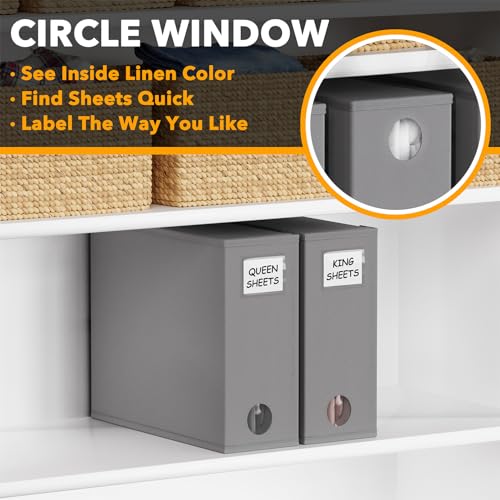 SpaceAid 2 Pack Bed Sheet Organizers and Storage, Foldable Sheet Organizer for Linen Closet, Sheets Set Folder Keeper with Window XL (Queen & King Size) Organizing Bedding Container, Gray - color: Gray, size: 2 Pack