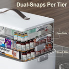 CTIME 4-Tier XL Medicine Organizer with Leather Handle - Portable Pill Case & Empty First Aid Kit for Home, Travel, RV, School, Dorm | Ideal Elderly Gift - size: 4 Tier Medicine Organizer Set