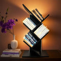 Godferyxin Tree Bookshelf with Liting,Small Bookshelf LED and Desktop Book Shelf Light for Office, Home or School Mini Bookcase for Wood Displaying Books, CDs, Magazines Wood Shelf Rack - color: 5tier-bookshelf Liting Black