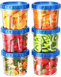 BiuLeon 6 Pack-24 oz Freezer Storage Containers, Plastic Food Storage Containers with Twist Top Lids, BPA Free and Reusable Soup Containers with Lids, Leakproof/Microwave/Dishwasher Safe - color: 6Pack-24oz