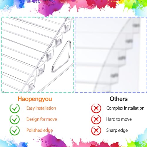 GRETJOB 4 Pcs Clear Acrylic Paint Organizer Rack with 2 Brush Holder, 7 Layer Acrylic Paint Tube Organizer, Snap-On Craft Organizers and Storage for Versatile Storage, No-Tools Setup & Quick Access - color: 4 Set