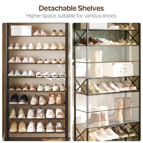 YATINEY 10 Tier Shoe Rack, Large Capacity Shoe Storage Organizer Holds 40 Pairs, Sturdy and Stable, for Entryway, Hallway, Closet, Dorm Room, Charcoal SS10BCG1 - color: Charcoal + Black, size: 27.8" x 10.8" x 65.7"