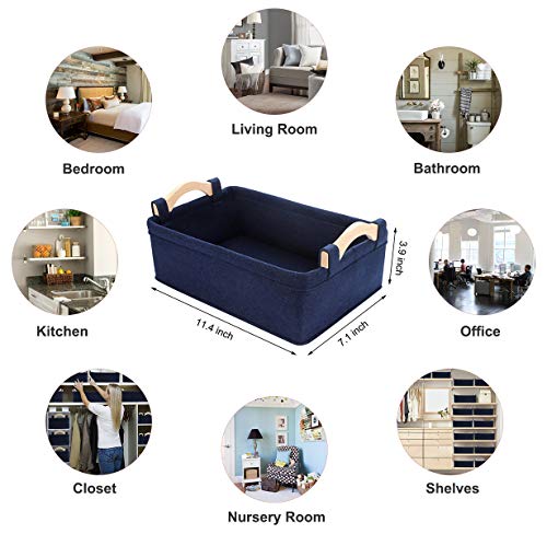 Small Storage Baskets Fabric Storage Bins Basket Soft Storage Baskets Decorative Bins Storage Basket for Cosmetics Makeups Coins Keys Mittens Hats Cards Storage Basket Navy Blue - color: Navy Blue, size: 11.4 x 7.1 x 3.9 Inch (Pack of 1)