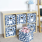 MAX Houser 6 Pack Foldable Fabric Storage Bins with Handles - Ideal for Closet Organization, Bedroom and Nursery（Blue, 12"x12"x12"） - color: 2 blue
