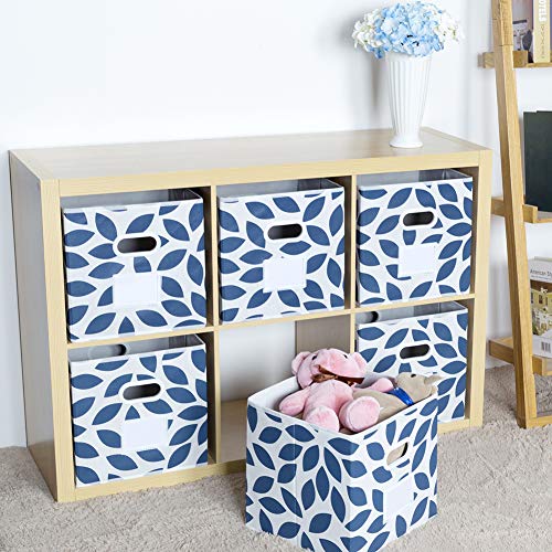 MAX Houser 6 Pack Foldable Fabric Storage Bins with Handles - Ideal for Closet Organization, Bedroom and Nursery（Blue, 12"x12"x12"） - color: 2 blue