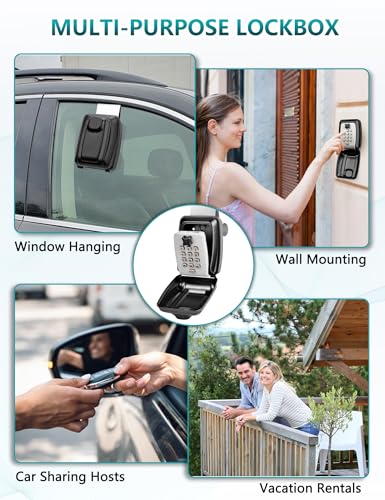 Car Window Lock Box for Turo, Portable Car Key Lock Box, Punch Button Combination Key Safe Box, Sturdy Waterproof Large Capacity Security Lockbox fit for Ride Share, Turo, GetAround ﻿ - color: C-Grey