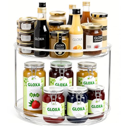 2 Tier Lazy Susan Turntable Organizer 9.25'' Rotating Spice Rack Organization, 1 Pack - size: 1 PACK Transparent