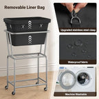 ELYKEN Rolling Laundry Hamper with Wheels, Laundry Cart with Removable Bag, Heavy Duty Metal Frame, 2-Tier Clothes Basket Hamper with Shelf for Closet, Bedroom, Bathroom, Laundry Room, Black - color: Black, size: 20.3"l X 15.9"w X 30.9"h