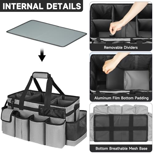 Cleaning Caddy Bag,Extra Large Cleaning Supplies Organizer with Handle for Housekeepers,Gray - color: Grey, size: Extra Large