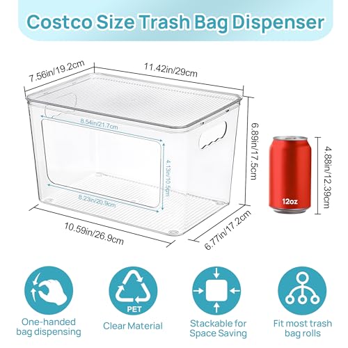 Vtopmart 2 Pack Trash Bag Holder, Stackable Garbage Bag Dispenser for 13/30/33 Gallon Bags, Clear Organizer Bins for Under Kitchen Sink, Laundry Room Organization and Storage - size: 2 Pack