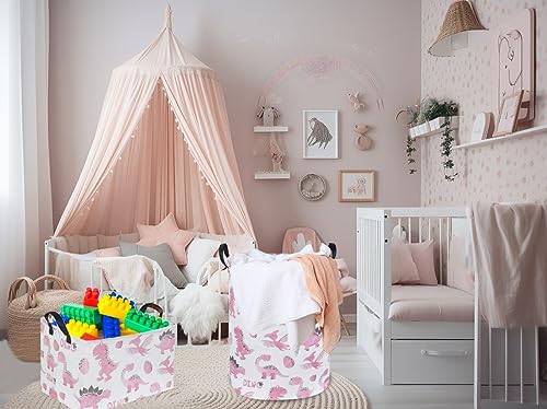 Rectangular Pink Baskets,Dinosaur Basket Cute Storage Basket Organizer for Kids Room Dinosaur Decor ,Clothers,Toys Box,Books,Kid's Gifts Storage. (Pink Dinosaur) - color: Pink Dinosaur