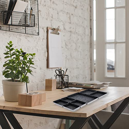 Welaxy Drawer organizers tray felt storage bin office Shallow Small Desk box Draw dividers stylish interior room decor 7-piece (Charcoal) - color: Charcoal