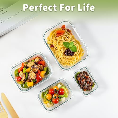 HOMBERKING 8 Pack Glass Food Storage Containers with Lids, Meal Prep Containers, Airtight Bento Boxes with Leak Proof Locking for Microwave, Oven, Freezer and Dishwasher, BPA Free, 5-35oz, purple - color: Purple
