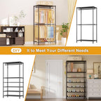 Ulif E13 Pro Heavy Duty Clothes Rack（With 4 Hanger Rods & 8 Shelves） Freestanding Clothing Racks for Hanging Clothes，Adjustable Closet，Metal Garment Rack 75" W x16 D x77 H，Max Load 1000LBS，Black - color: Black, size: E13 Pro