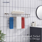 KOKOSIRI Towel Shelf with Double Towel Bars 32 Inches Bathroom Towel Rack Bath Towel Holder Wall Mounted Stainless Steel, Brushed Nickel, B6005BR-L32 - color: Brushed Steel, size: 32 Inch