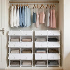 HealSmart 6-Tier Shoe Rack Organizer with Door, 24-Pair Shoe Storage Cabinet, Stackable Plastic Shelves for Closet, Entryway, Hallway, Bedroom, White