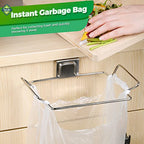 HNYYZL Trash Bag Holder,2 Pack Trash Bag Holder for Cabinet Door and Cupboards,Stainless Steel,Plastic Bag Holder Under Sink,Use for Kitchen,Bathroom,Camper,Rv - color: Silver