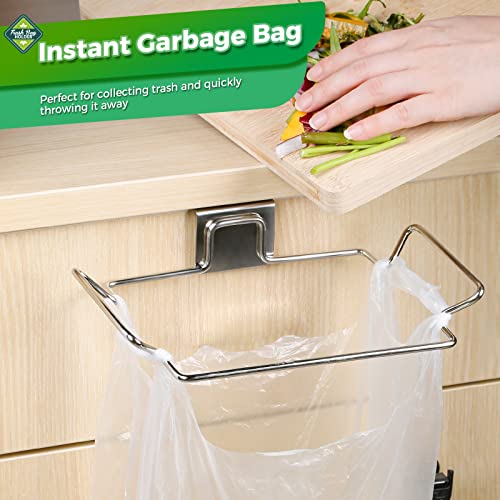 HNYYZL Trash Bag Holder,2 Pack Trash Bag Holder for Cabinet Door and Cupboards,Stainless Steel,Plastic Bag Holder Under Sink,Use for Kitchen,Bathroom,Camper,Rv - color: Silver
