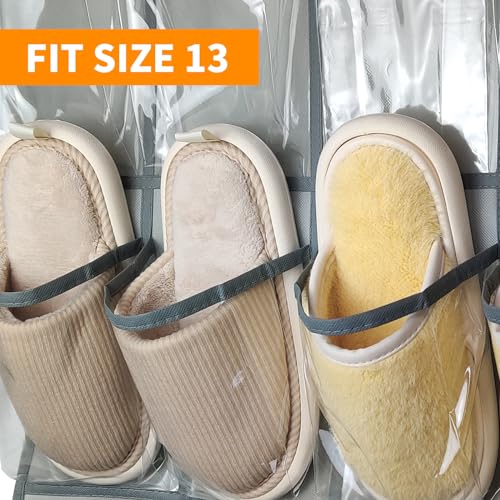 Clear Crystal 1 Pack 35 Pockets Large Hanging Shoe Organizer Over The Door Shoe Rack for Closet Door Storage Shoe Holder Hanger, 4Hooks, grey - color: grey1PCS