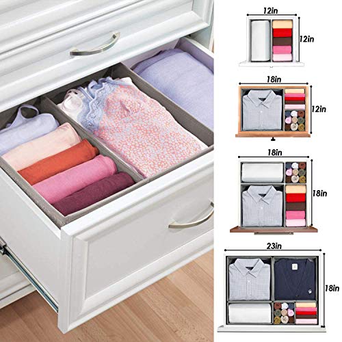 Criusia Foldable Underwear Drawer Organizer, Closet Dividers, Storage Box for Clothes, Socks (6 Bins, Gray) - color: A-Grey, size: 6 Pack