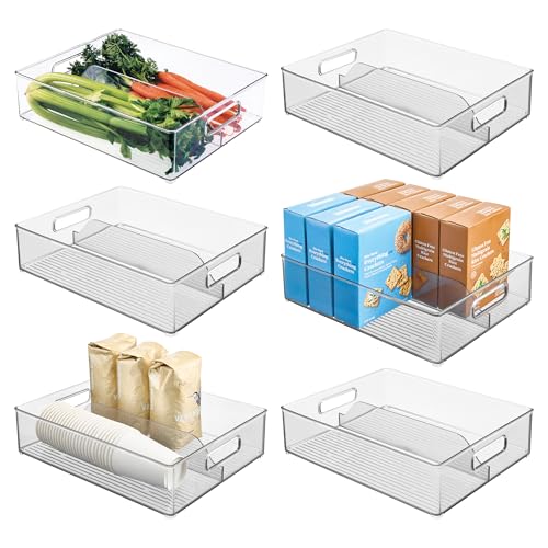 iDesign Divided Pantry Bin with Handles for Pantry, Refrigerator, or Freezer - Set of 6 - Clear - style: Pack of 6