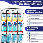Clear Cleaning Supplies Organizer,Cleaning Products 24 Pockets Large Capacity Over The Door All-Purpose Cleaner Holder for Laundry Bathroom Auto Glass Cleaner Organizer for Garage,Spray Bottle Holder