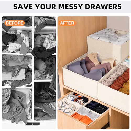 Criusia Closet Drawer Organizer Clothes, 15 Pack Dresser Organizer for Baby Clothes, Fabric Drawer Dividers for Nursery Bedroom (Beige) - color: Beige