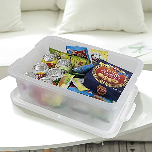 14 Quart Clear Storage Box, Underbed Plastic Latch Box with White Lids, 2-Pack - color: White