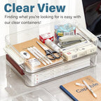 4 Pack 5.5qt 9 x 13 Clear Plastic Storage Box with Snap-Tight Latch, Stackable Organizer Container for A4 Files, Photos, Documents, Scrapbook, Crafts, and Art Supplies,Clear Storage Box With Lids
