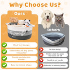 Woof Dog Toy Basket with Handles, Large Dog Toy Storage Bin with Paw Print, Woven Dog Basket for Blankets, Toys, Chews, Pet Toy Box for Nursery, Living Room, Bedroom, 17”x12”x9, Grey - color: Grey