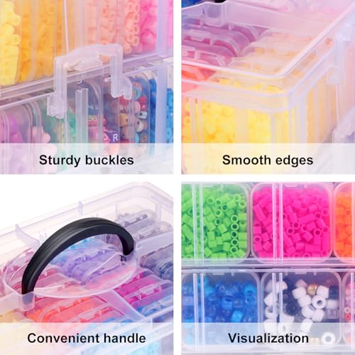 SGHUO Bead Organizer Box, 84 pcs Small Organizers, 3-Tier Stackable Storage Container Box for Art Craft Storage, Washi Tape, Kids Toys, Jewelry, Beauty & Sewing Supplies - style: 3 tier-2in