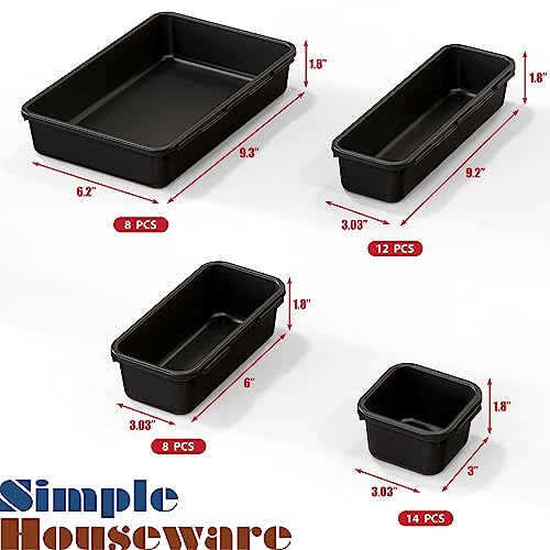 Simple Houseware Interlocking Desk Drawer Bins Organizer, 42 Packs, Black - size: Pack of 42