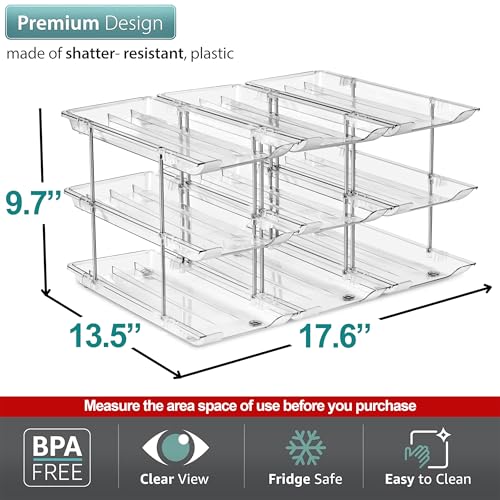 Sorbus 3-Tier Can Organizer for Pantry – Stackable Can Storage Organizer for Kitchen Cabinet, Can Rack Organizer for Pantry Shelf, Canned Food Dispenser with Rolling Design, Adjustable 2 or 3 Tiers