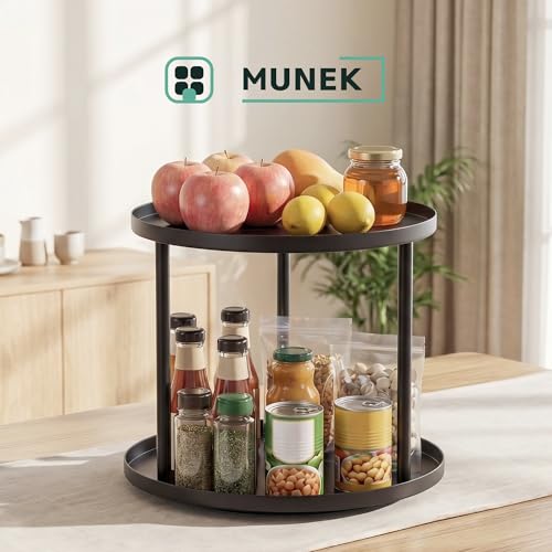 MUNEK 9" Lazy Susan Organizer,2 Tier Rotating Spice Rack Organization,Metal Lazy Susan for Table Top,Pantry, Bathroom, Vanity, Black - size: 2 Tier