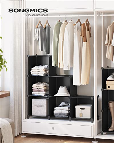 SONGMICS 6 Cube Storage Organizer, Modular Bookshelf, DIY Closet Organizers and Storage, Plastic Stackable Shelves, 14.6 x 13 x 13 Inch Cubes, with Feet and Rubber Mallet, Black ULPC206B01 - color: Black, size: 14.6”L x 13”W x 13”H