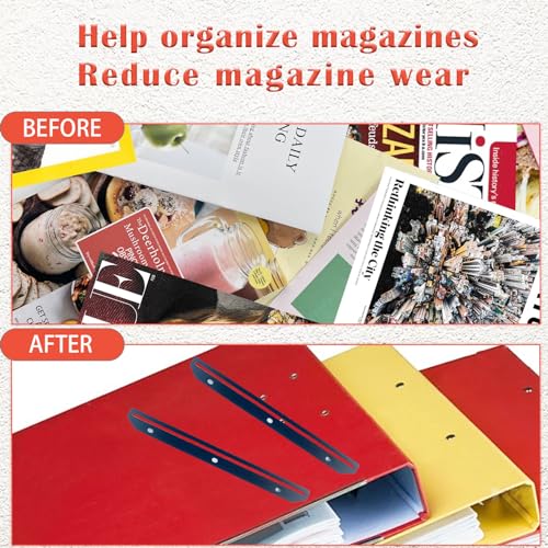 24Pcs Magazine Holder For Binder, 3 Hole Punched，Magazine Organizer, 3 Ring Binder Insert Strips, Organizer, Storage, Black