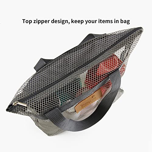 TOPASION Mesh Shower Caddy Bag Portable Hanging Toiletry and Bath Organizer with Zipper for Travel, Gym, Camping, College Dorms, Beach - color: 2 Pcs Grey