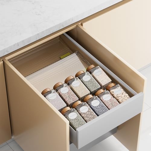 PanPanPal Spice Drawer Organizer, 4 Pack Clear Seasoning Organizer Rack, Expandable From 11" to 22" Wide Kitchen Spice Rack Organizers for Drawer, Countertop (Jars Not Included) - color: Clear, size: 4 Packs - 1 Tier