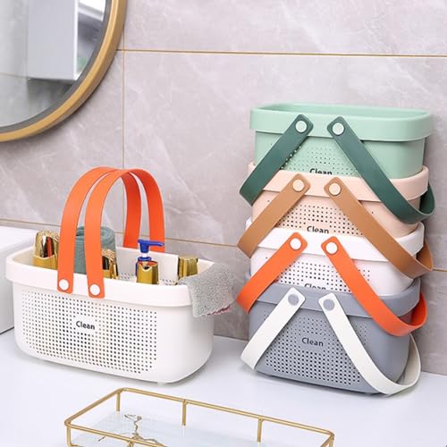 JiatuA Plastic Storage Basket with Handle Portable Shower Caddy Tote Organizer Basket Bin for Bathroom Kitchen Dorm Room Bedroom, Small Grey - color: Grey, size: Small