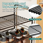SUFAUY 3-Tier Shoe Rack, Closet Metal 33" Wide Shoe Rack Organizer Heavy Duty, Stackable, Black - color: Black, size: 3 Tier