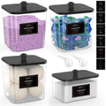 COAZEX 3+1 Pack Clear Laundry Pods Container & Dryer Sheet Holder, Plastic Square Laundry Room Organization and Storage Jars with Black Lids, Scoops & Labels for Detergent, Powder, Dryer Balls - color: 3+1 Pack