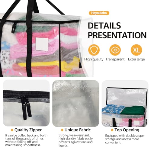 Moving Bags Heavy Duty Extra Large, Alternative for Moving Boxes & Moving Supplies,Clear Storage Bins with Lids, Plastic Packing Tote, Storage Bags for Clothes with Handles & Zippers(Clear, 2 Pack) - color: Clear, size: 2 Pack