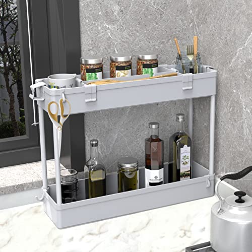 SPACELEAD Slim Storage Cart 3 Tier,Bathroom Organizer Rolling Utility,Mobile Shelving Unit Slide Out for Office, Kitchen, Laundry Room & Narrow Places,Gray - color: Grey