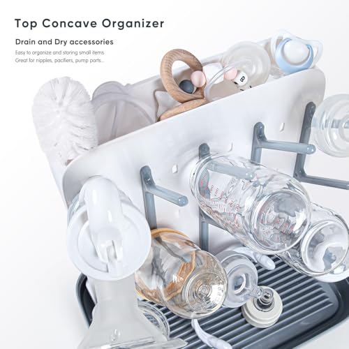 Termichy Baby Bottle Drying Rack: Large Vertical Bottle Dryer Rack Holder - Space Saving Standing Drying Rack for Baby Bottles and Pump Part Cleaning (Gray) - color: Gray