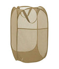 Larpur Popup Mesh Laundry Basket, Collapsible and Portable Clothes Washing Laundry Hamper with Reinforced Carry Handle (Beige) - color: Beige