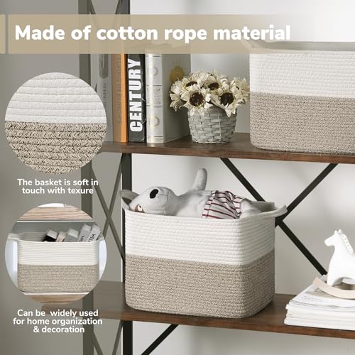 Goodpick Woven Storage Baskets for Organizing, Baby Basket for Gifts, Dog Toy Storage Bins for Shelves, Cute Baskets for Home Decor, Rope Basket for Towels, 13" x 10" x 9", Brown - color: Light Brown, size: 13"L x 10"W x 9"H